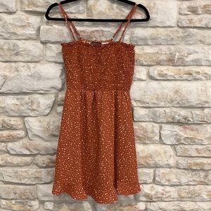 Forever 21 burnt orange and white polka dotted minidress, size XS